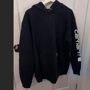 Carharrt Logo Sleeve Hoodie (Navy Blue)